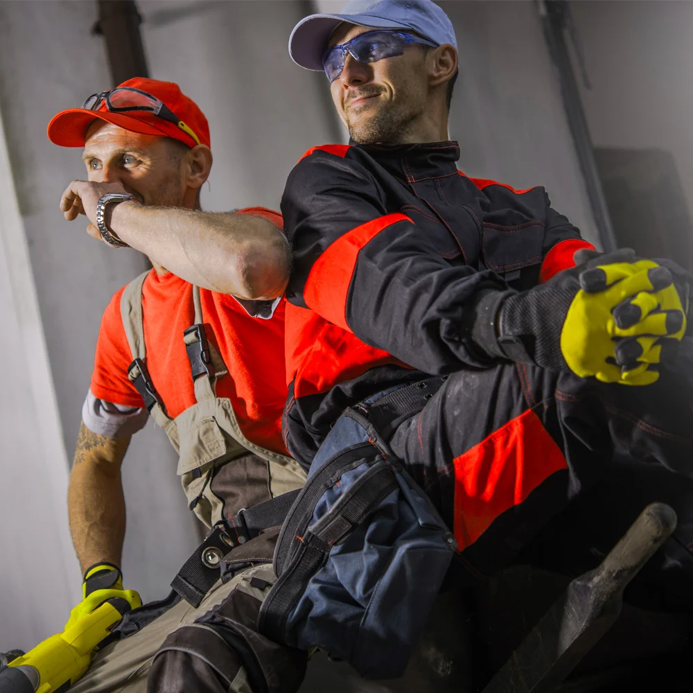 Skilled construction workers on site
